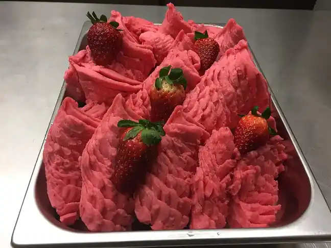 A tray of fruit sorbet.