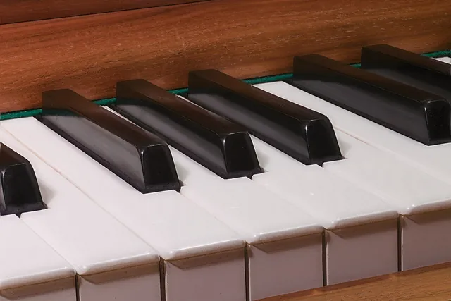 Black and white keys on a piano.